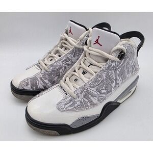 Size 4 (GS) - Jordan Dub Zero Mid White Cement Basketball Shoes Boys 4Y